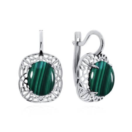 Серьги из серебра с малахитом