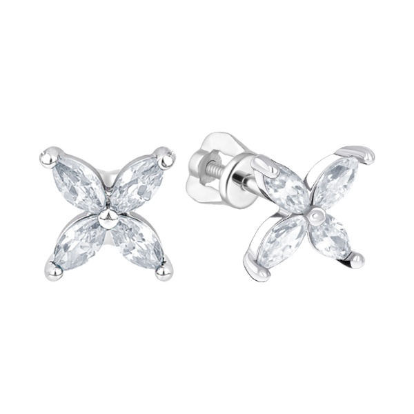 Серьги из серебра с фианитом