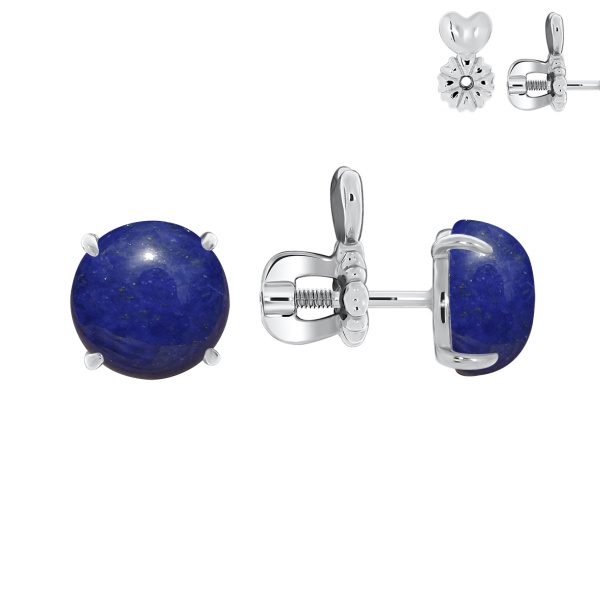 Пусеты из серебра с лазуритами