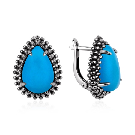 Серьги из серебра с бирюзой 2310Б26404 от KRASNOE, металл Серебро, вставка 
