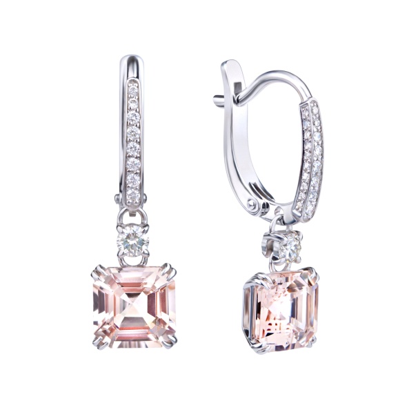 Серьги из золота с морганитами и бриллиантами pink splendor