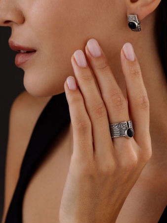 Серьги из серебра с агатами