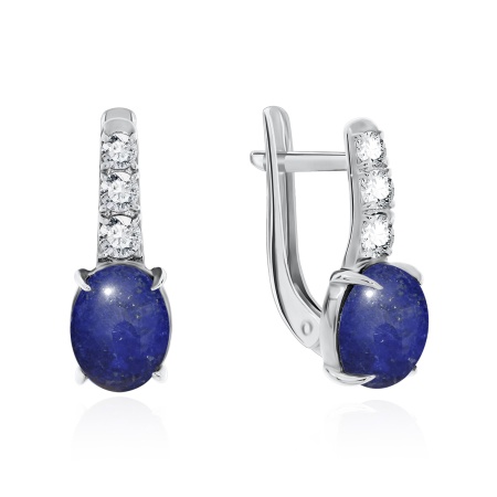 Серьги из серебра с лазуритами и фианитами 2340470364 от KRASNOE, металл Серебро, вставка Лазурит