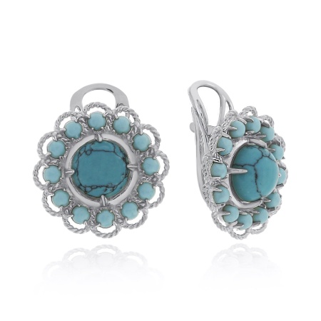 Серьги из серебра с бирюзой со скидкой