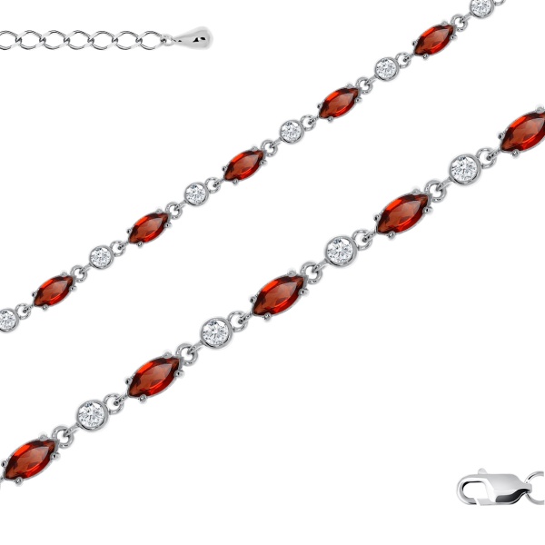 Купить браслет из серебра с фианитами и гранатами