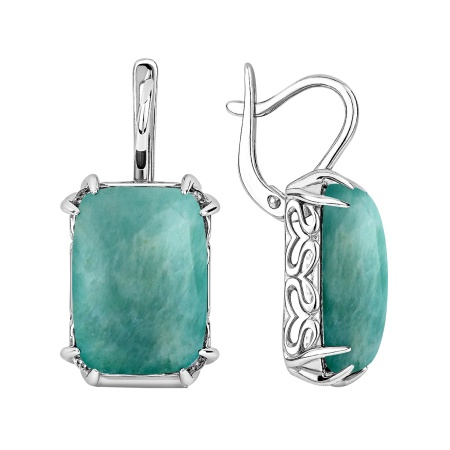 Серьги из серебра с амазонитами 2340375163 от KRASNOE, металл Серебро, вставка Амазонит