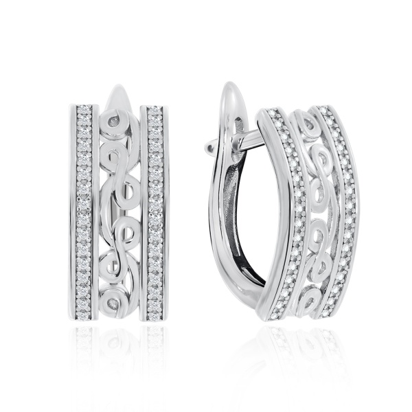 Серьги из серебра с фианитами 2340201361л от KRASNOE, металл Серебро, вставка Фианит