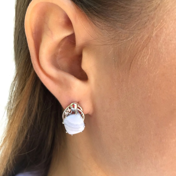 Серьги из серебра с агатами и фианитами 2340390984-84 от KRASNOE, металл Серебро, вставка Агат