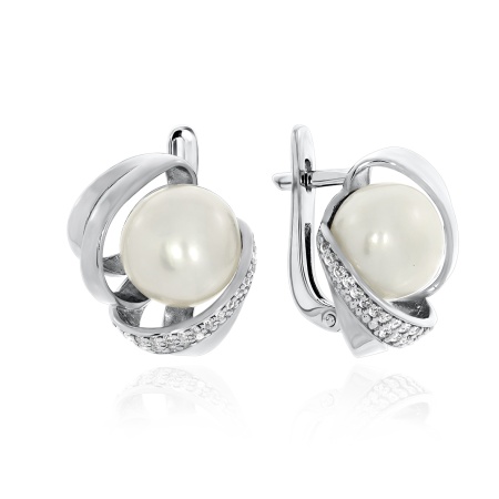 Серьги из серебра с жемчугами
