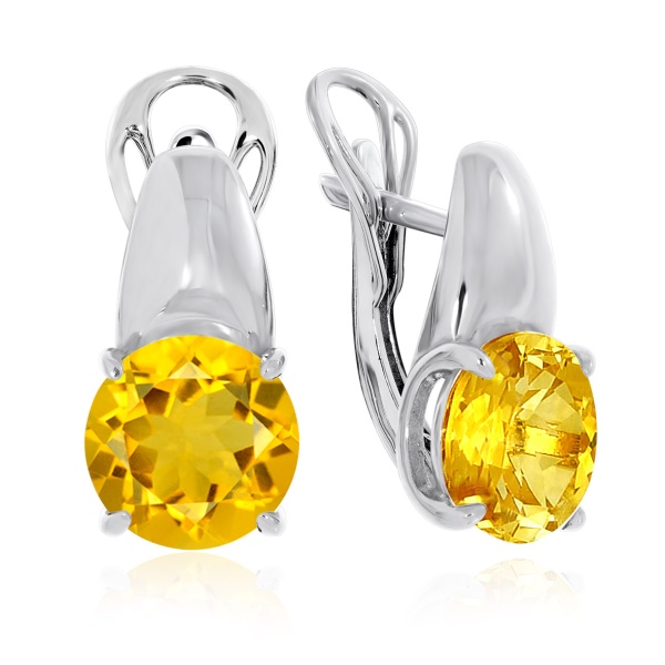 Серьги из серебра с цитрином