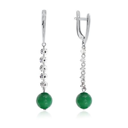 Серьги из серебра с агатами и фианитами 2340390624-60 от KRASNOE, металл Серебро, вставка Агат