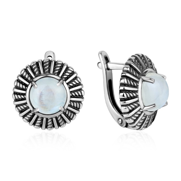 Серьги из серебра с лунным каменем