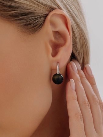 Серьги из серебра с соколиным глазом