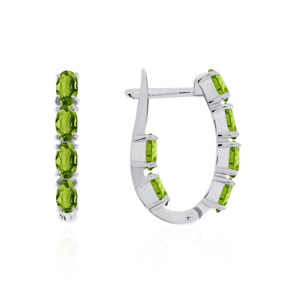 Серьги из серебра с хризолитами 2340131164 от KRASNOE, металл Серебро, вставка Хризолит