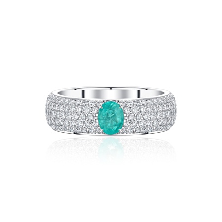 Кольцо из золота с турмалином параиба и бриллиантами