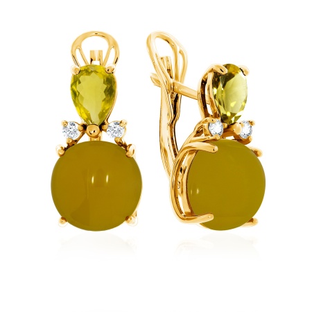 Серьги из серебра с агатами и фианитами