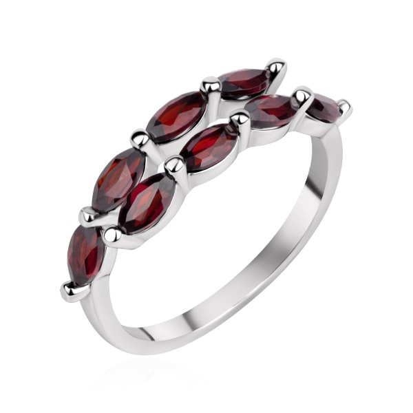 Купить кольцо из серебра с гранатами в интернет-магазине KRASNOE