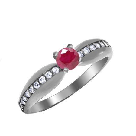 Купить кольцо из серебра с рубином и фианитами в интернет-магазине KRASNOE