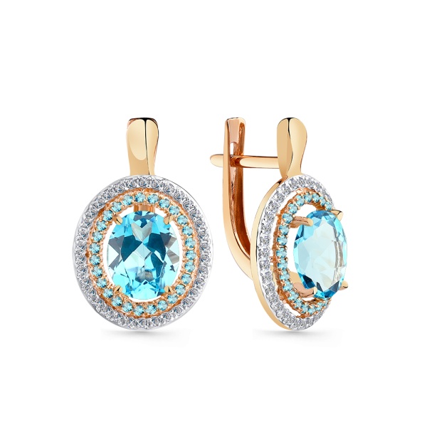 Серьги из золота 02-3-522-1351-011 от KRASNOE, металл Золото, вставка Топаз Swiss