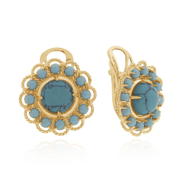 Серьги из серебра с бирюзой со скидкой