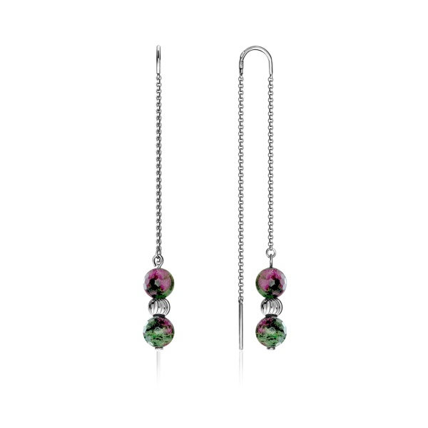 2340590720-1 Серьги (Ag 925) 2340590720-1 от KRASNOE, металл Серебро, вставка Цоизит