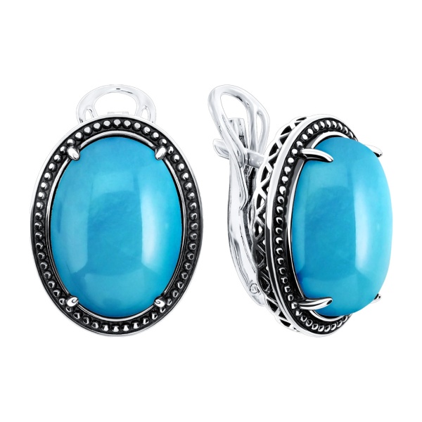 Серьги из серебра с бирюзой со скидкой