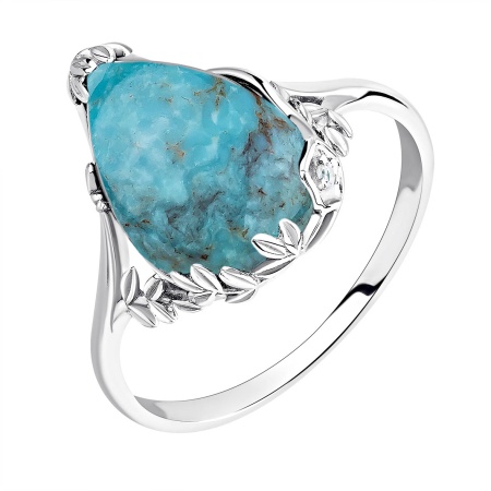 Купить кольцо из серебра с бирюзой и фианитом в интернет-магазине KRASNOE