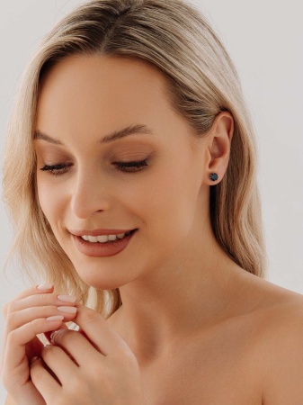 Пусеты из серебра с топазом