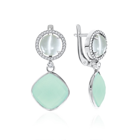 Серьги из серебра с агатами, кошачим глазом и фианитами 2340392518л-61 от KRASNOE, металл Серебро, вставка Агат Серьги из серебра с агатами, кошачим глазом и фианитами 2340392518л-61 от KRASNOE, металл Серебро, вставка Агат