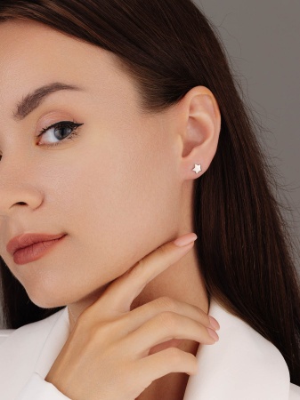 Пусеты из серебра без вставок 2340405259 от KRASNOE, металл Серебро, вставка Без вставок