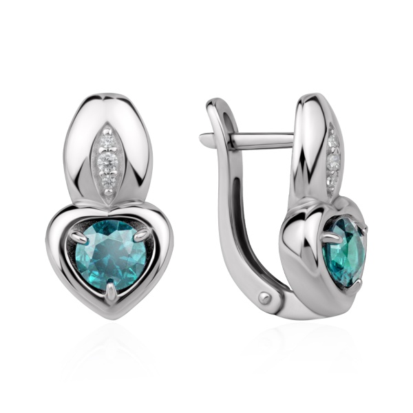 Серьги из серебра с ситаллами и фианитами в ювелирном интернет-магазине