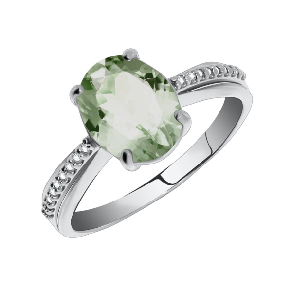 Кольцо из серебра с кварцем и фианитами со скидкой