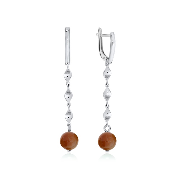 Серьги из серебра с кварцем 2340991514 от KRASNOE, металл Серебро, вставка Кварц