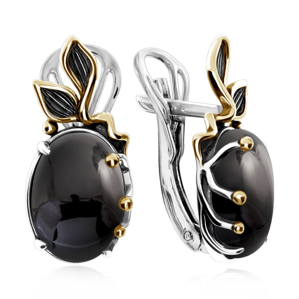 Серьги из серебра с агатом