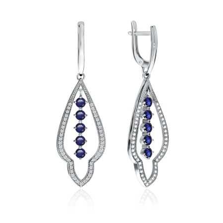 Серьги из серебра с наносапфиром 2340880766л-82 от KRASNOE, металл Серебро, вставка Ситалл