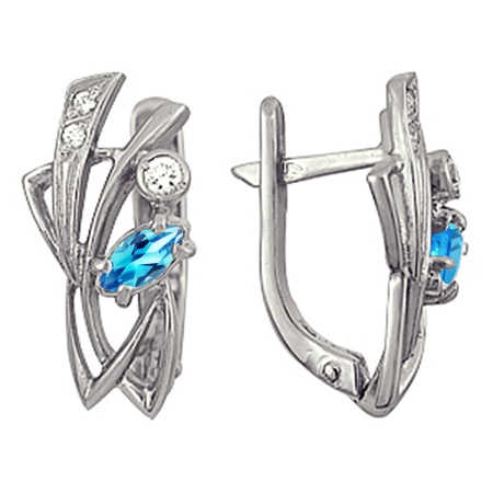 Серьги из серебра с фианитами 2R02264-7 от KRASNOE, металл Серебро, вставка Фианит