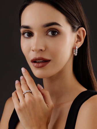 Серьги из серебра с фианитами 2340201182 от KRASNOE, металл Серебро, вставка Фианит