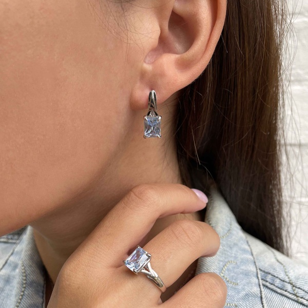 Серьги из серебра с фианитами 2340200095-70 от KRASNOE, металл Серебро, вставка Фианит