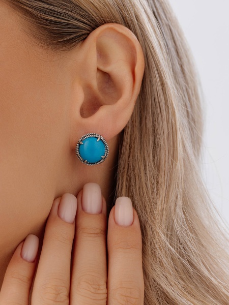 Серьги из серебра с бирюзой 2310Б25747 от KRASNOE, металл Серебро, вставка Бирюза i