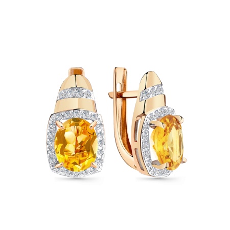 Серьги из золота 02-3-500-1001-011 от KRASNOE, металл Золото, вставка Цитрин