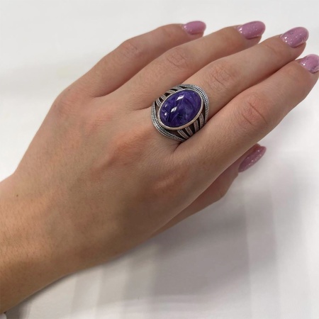 Серьги из серебра с чароитами