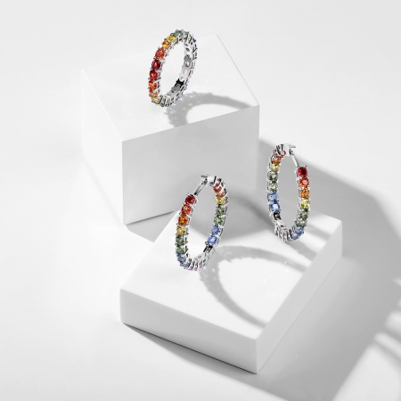 Серьги из золота с мультисапфирами iridescent glow 2740032687-99 от KRASNOE, металл Золото, вставка Сапфир