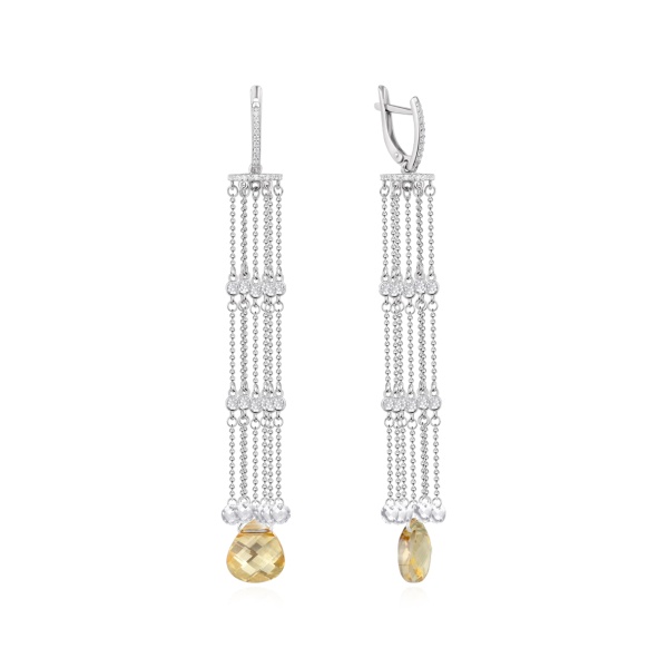 Серьги из серебра с кристаллами и фианитами в ювелирном интернет-магазине