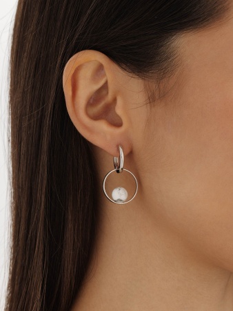 Серьги из серебра с кахолонгом