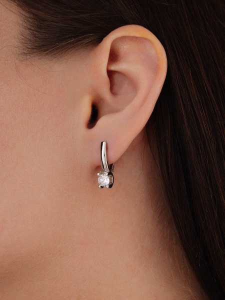 Серьги из серебра с фианитами 2340200050 от KRASNOE, металл Серебро, вставка Фианит