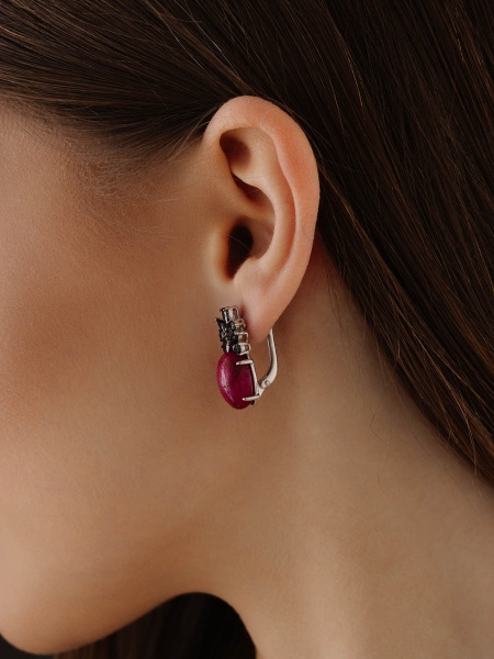 Серьги из серебра с агатами и фианитами 2348390886-2-37 от KRASNOE, металл Серебро, вставка Агат