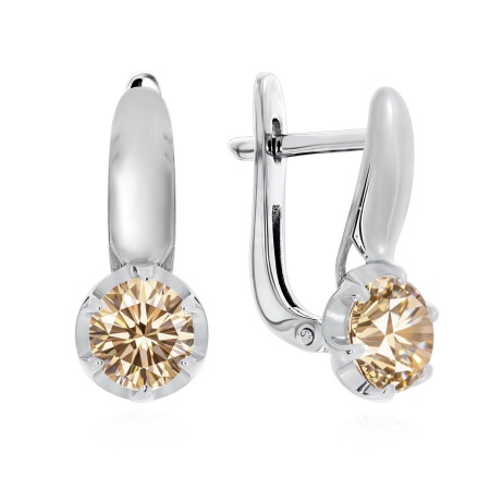 Серьги из серебра с муассанитом 2340970481-39 от KRASNOE, металл Серебро, вставка Муассанит