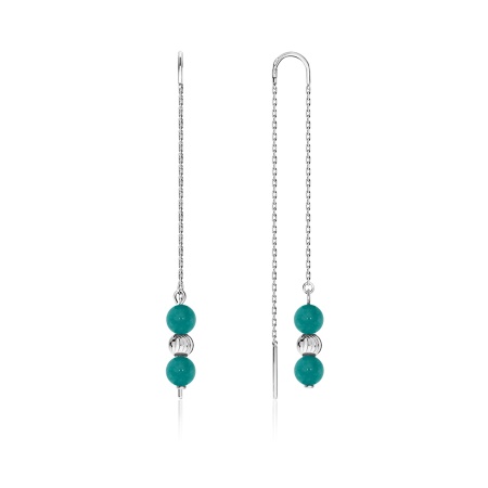 Серьги из серебра с агатами 2340650714-2-77 от KRASNOE, металл Серебро, вставка Жад