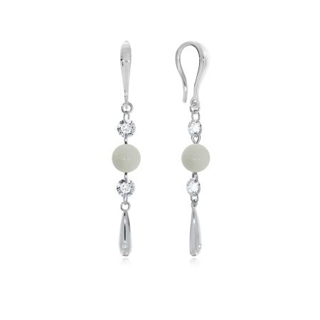 Серьги из серебра с опалами и фианитами 2340340797-10 от KRASNOE, металл Серебро, вставка Опал Натур.