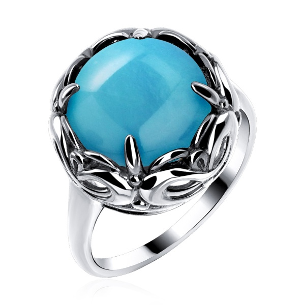 Купить кольцо из серебра с бирюзой (имитация из природного материала) в интернет-магазине KRASNOE
